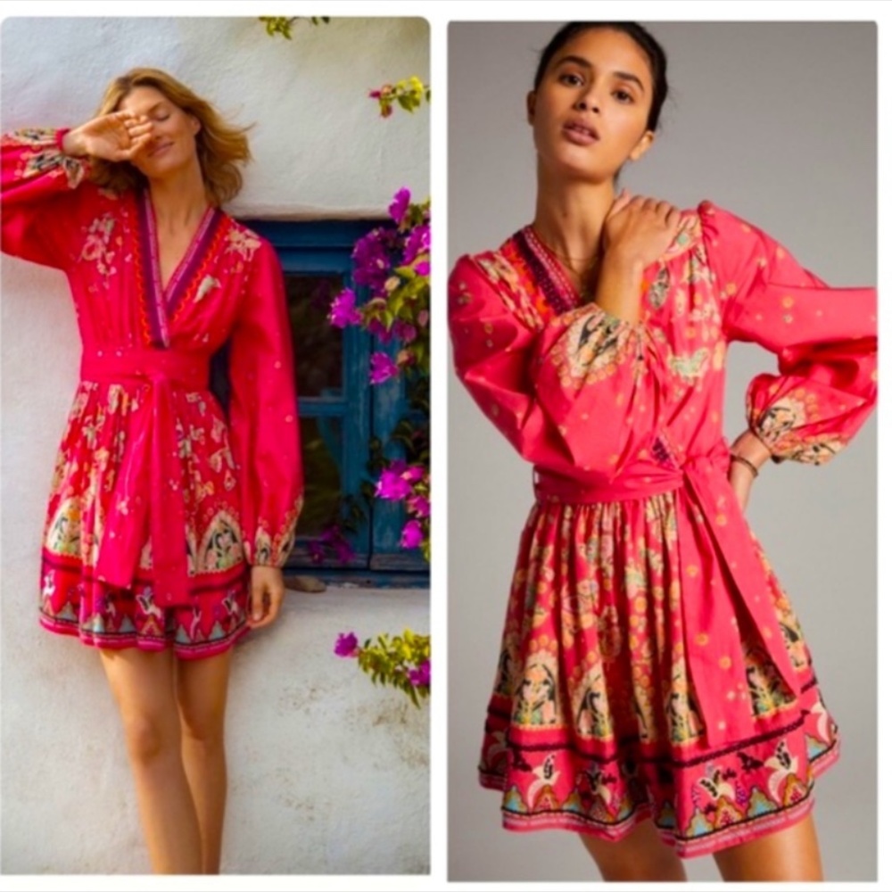 Anthropologie NWT Raquel Embroidered Mini Dress Size XSP.